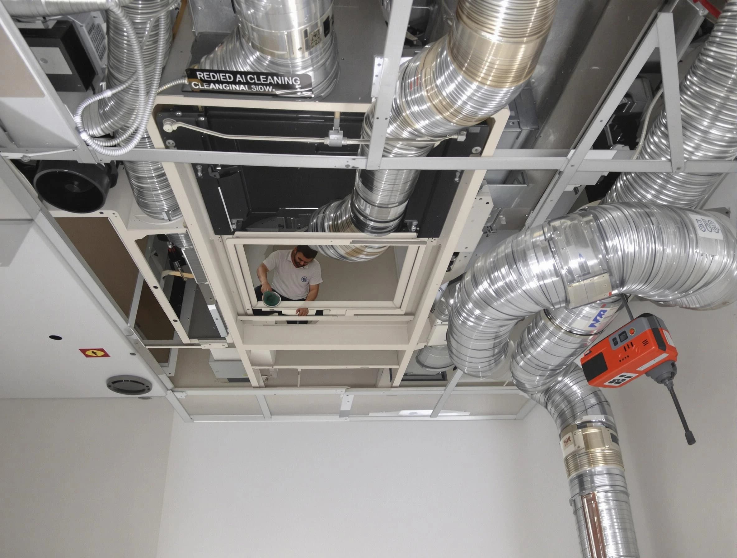 Pomona Air Duct Cleaning technician performing detailed central duct system cleaning in Pomona