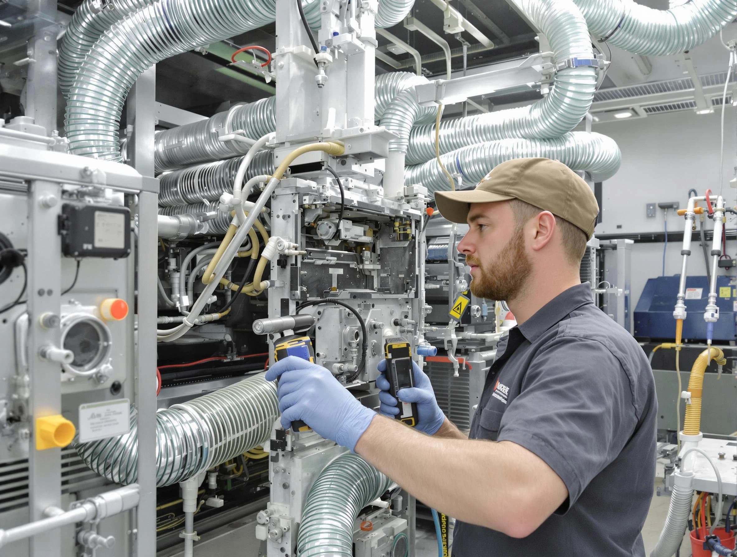 Pomona Air Duct Cleaning technician performing precision commercial coil cleaning at a business facility in Pomona